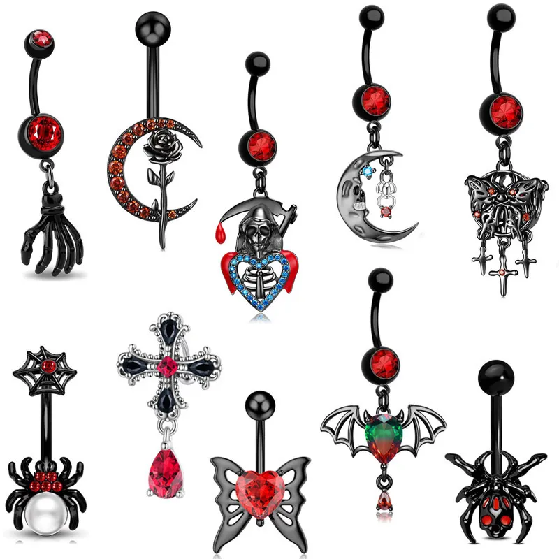 Women Fashion Creative Moon Bat Belly Button Body Piercing Jewelry