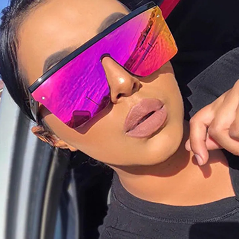 Women Retro Large Square Sunglasses PC Frame