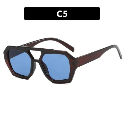 Women Retro Irregular Polygon PC Frame AC Lens Sunglasses