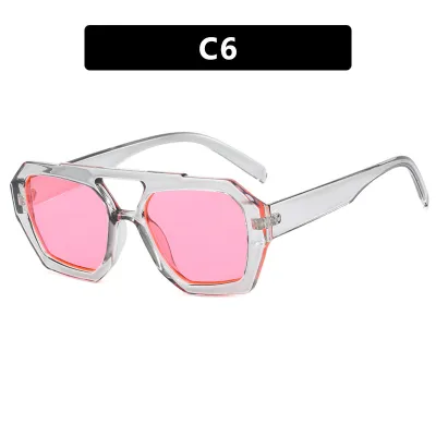 Women Retro Irregular Polygon PC Frame AC Lens Sunglasses