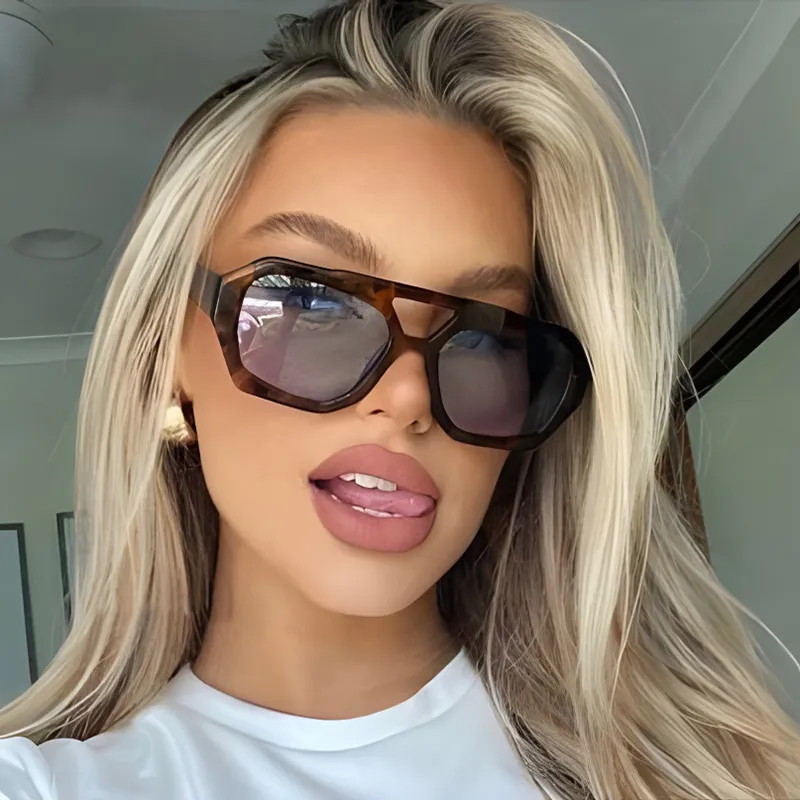 Women Retro Irregular Polygon PC Frame AC Lens Sunglasses
