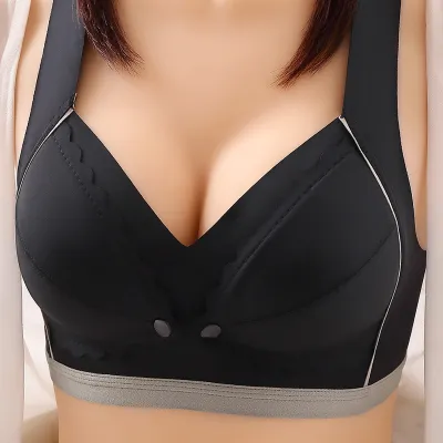 Pregnant Women Fashion Front Opening Button Push-Up Breathable Nursing Bra