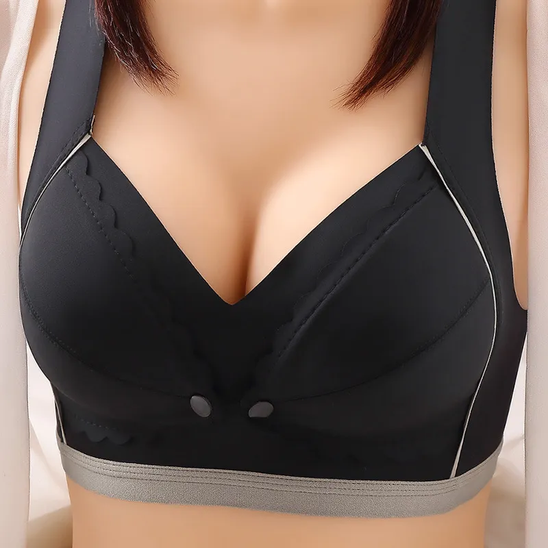 Pregnant Women Fashion Front Opening Button Push-Up Breathable Nursing Bra