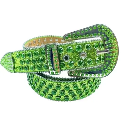 Fashion Unisex Punk Rock Rivet Rhinestone Inlay Wide Belt