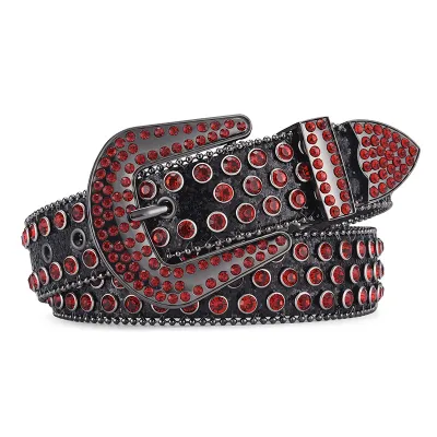 Fashion Unisex Punk Rock Rivet Rhinestone Inlay Wide Belt