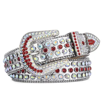 Fashion Unisex Punk Rock Rivet Rhinestone Inlay Wide Belt