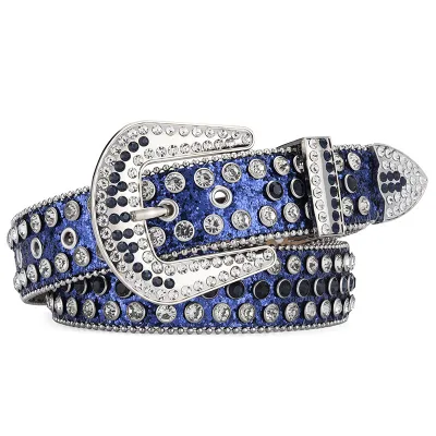 Fashion Unisex Punk Rock Rivet Rhinestone Inlay Wide Belt