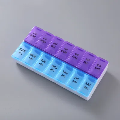 Double-Row Sub-Packed Seven Days A Week Portable Large-Capacity PP Medicine Box