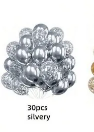 12 Inch Gold Long Sequins Confetti Balloon Set