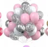 12 Inch Pink 10 White 10 Metallic Silver 5 Sequins 5 Ribbon