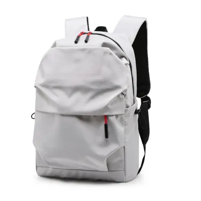 Junior High School Men Backpack Pleated Solid Color Water-Repellent Zipper Nylon Backpack