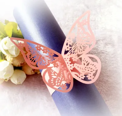 Simple Creative Wedding Hotel Hollow Butterfly Napkin Buckle 50-Pack