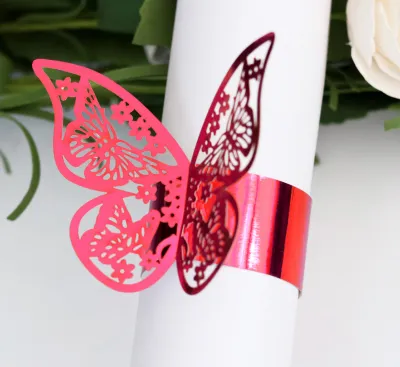 Simple Creative Wedding Hotel Hollow Butterfly Napkin Buckle 50-Pack