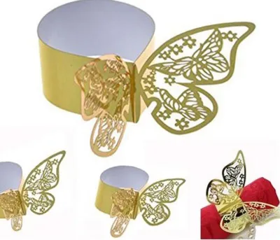 Simple Creative Wedding Hotel Hollow Butterfly Napkin Buckle 50-Pack