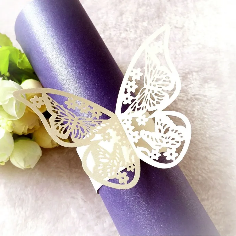 Simple Creative Wedding Hotel Hollow Butterfly Napkin Buckle 50-Pack