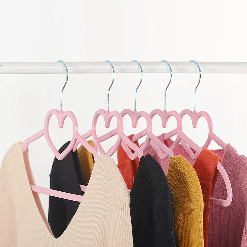 Simple Home Cute Butterfly Heart-Shaped Plastic Anti-Slip Hanger 10-Set