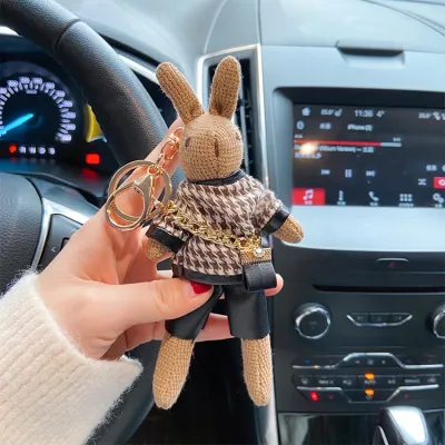 Women Cartoon Cute Plush Rabbit Backpack Keychain Pendant