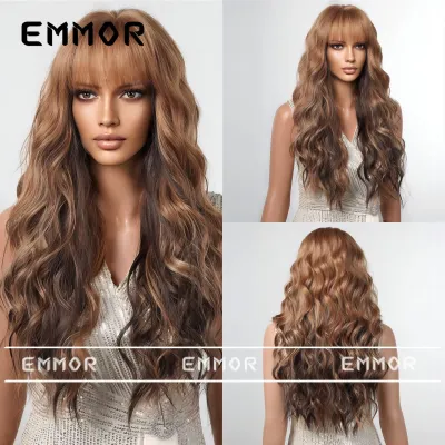 Women Fashion Bangs Gradient Long Curly Hair Wig