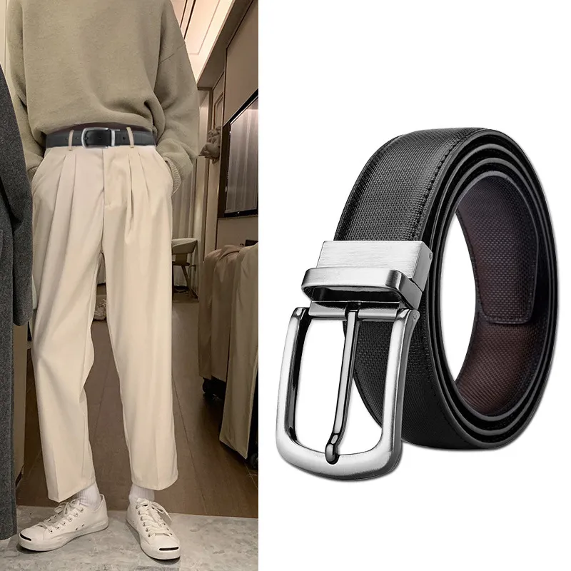Men Casual Pin Buckle Fashion Business PU Leather Belt