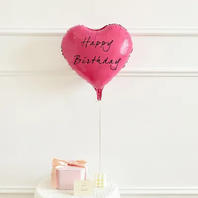 18-Inch Valentine Day Party Scene Layout Rose Black Happy Birthday Heart-Shaped Aluminum Film Balloon Decoration