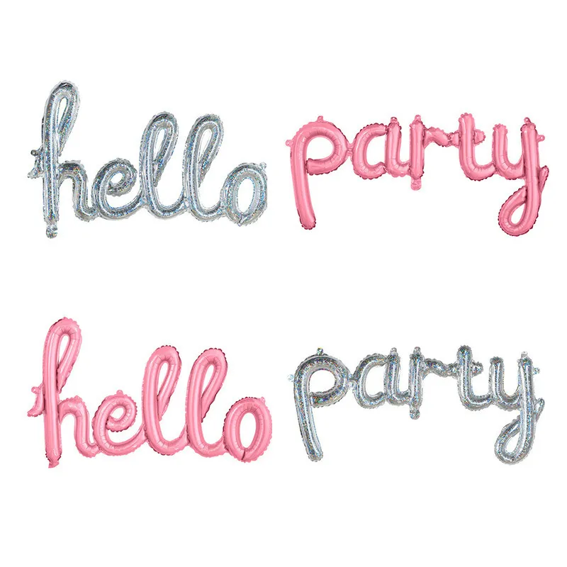 Festival Party Venue Layout English Letter Hello Party Aluminum Film Balloon Decoration