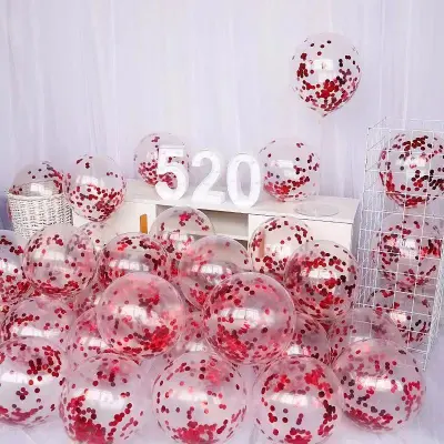 10 Inch Transparent Sequins Balloon Holiday Party Scene Decoration 50-Bag