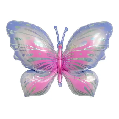 Cartoon Cute Gradual Ice Blue Butterfly Aluminum Mold Balloon Festival Decoration 50-Bag