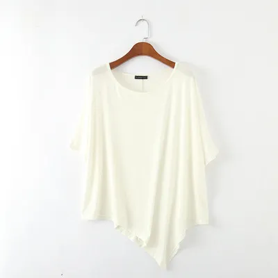 Women's Batwing Sleeve Modal Short-Sleeved T-Shirt - Loose Fit Summer Crewneck Top