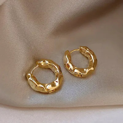 Simple Women Plated Metal Hoop Earrings
