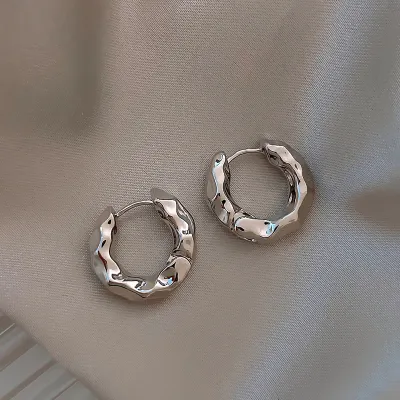 Simple Women Plated Metal Hoop Earrings