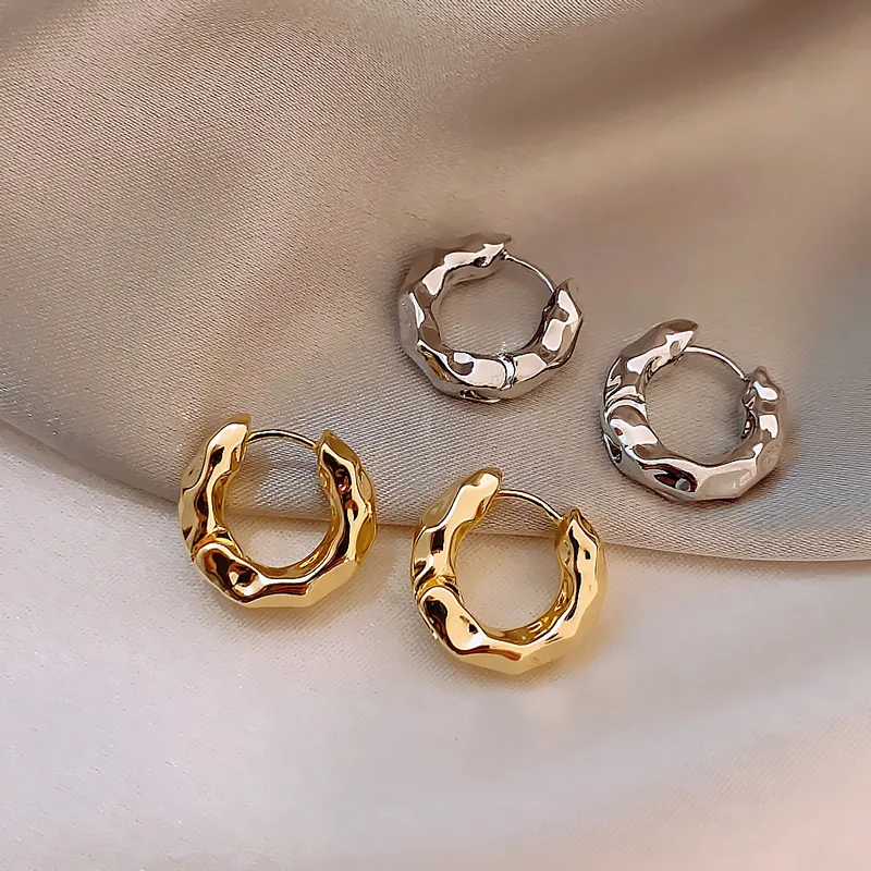 Simple Women Plated Metal Hoop Earrings