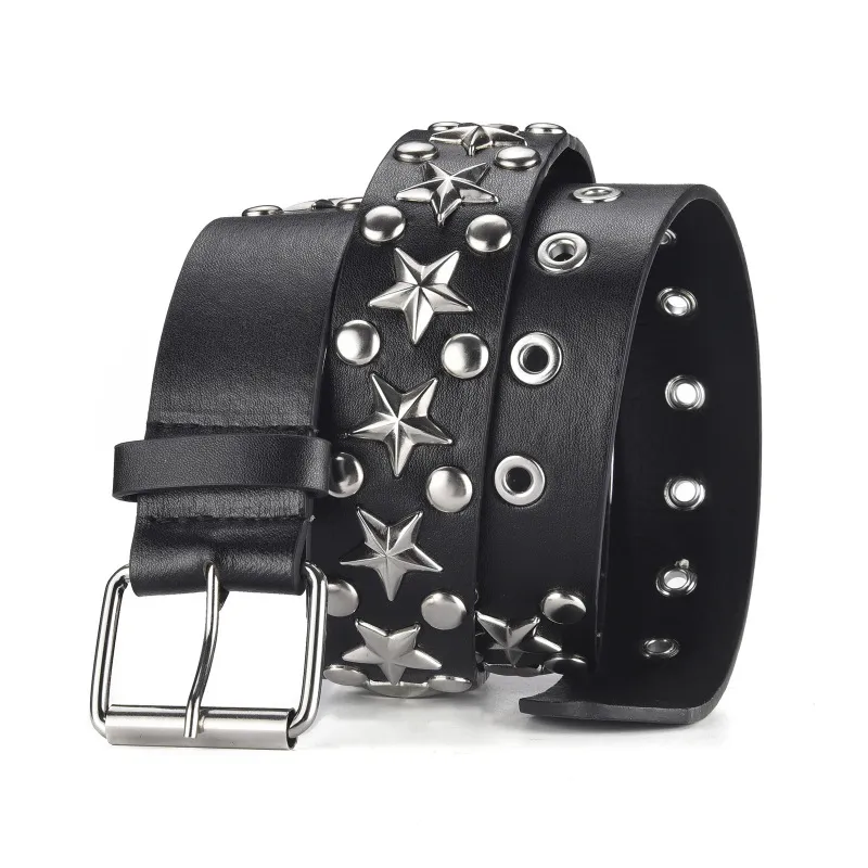 Fashion Punk Vintage Star Rivet Wide Imitation Leather Belt