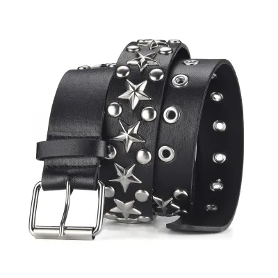 Fashion Punk Vintage Star Rivet Wide Imitation Leather Belt