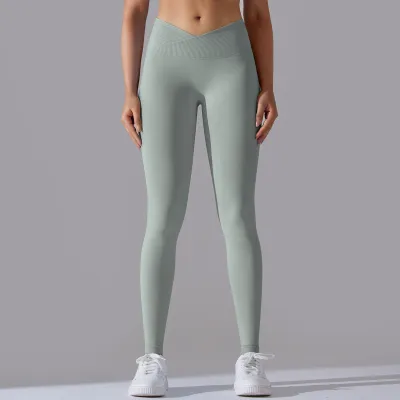 Women Yoga Solid Color Seamless Sports Leggings Set