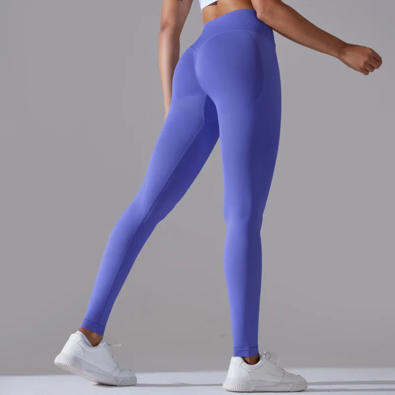 Women Yoga Solid Color Seamless Sports Leggings Set