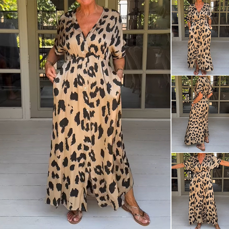 Wholesale Women Fashion Summer Vacation Boho Style Leopard V