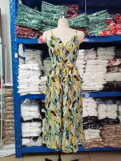 Summer Women Fashion Casual Geometric Print Sling Dress