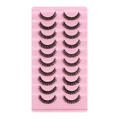 Women Simple Multi-Layer Curling Imitation Mink False Eyelashes 10 Pairs - Natural Long Cross Thick