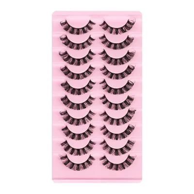 Women Simple Multi-Layer Curling Imitation Mink False Eyelashes 10 Pairs - Natural Long Cross Thick