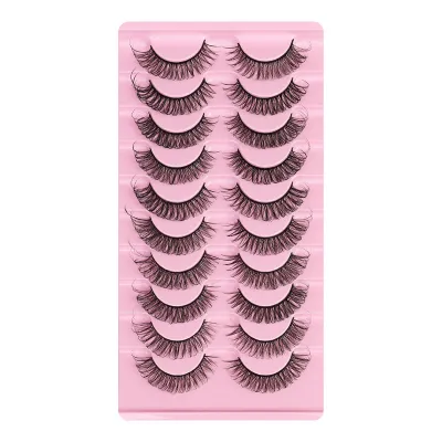 Women Simple Multi-Layer Curling Imitation Mink False Eyelashes 10 Pairs - Natural Long Cross Thick