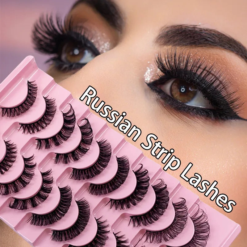 Women Simple Multi-Layer Curling Imitation Mink False Eyelashes 10 Pairs - Natural Long Cross Thick