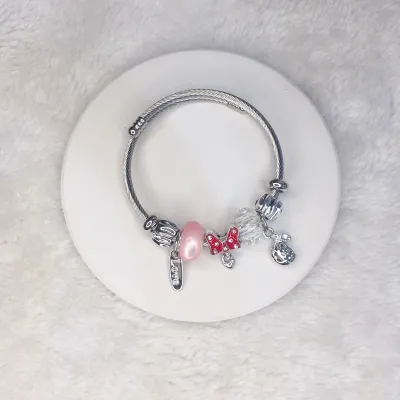 Women Fashion Rabbit Heart Crown Stainless Steel Bracelet