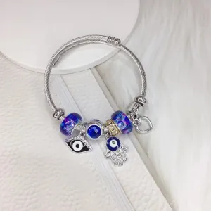 Women's Fashion Butterfly Devil's Eye Pendant Stainless Steel Bracelet