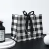 Black And White Check With Black Ribbon