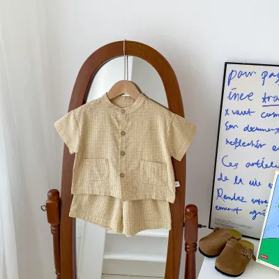 Kids Toddler Boys Casual Cute Solid Color Short Sleeve Shirt Shorts Set