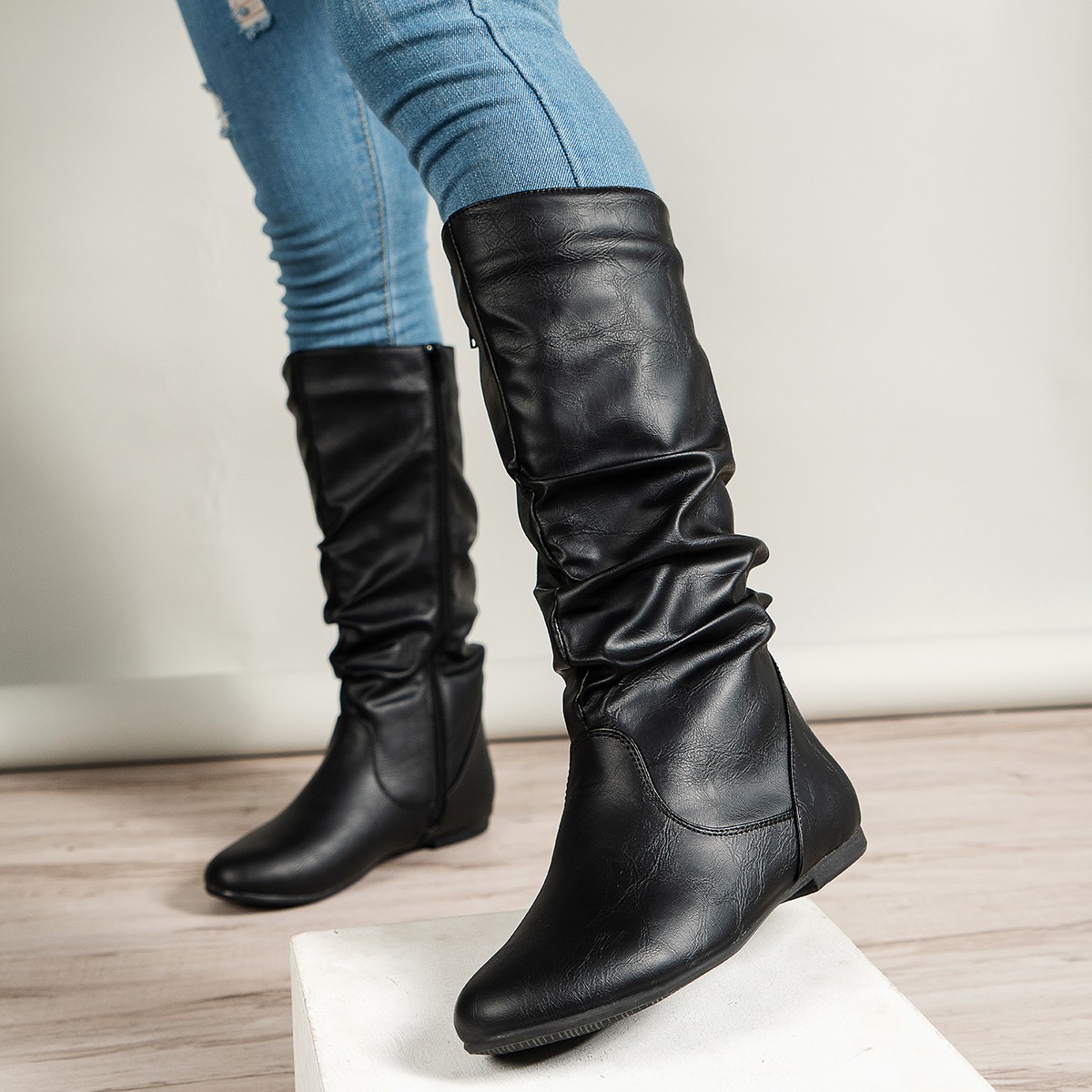 祝開店！大放出セール開催中 Wholesale Women PU Zipper Side Color Solid Size Plus Fashion 靴