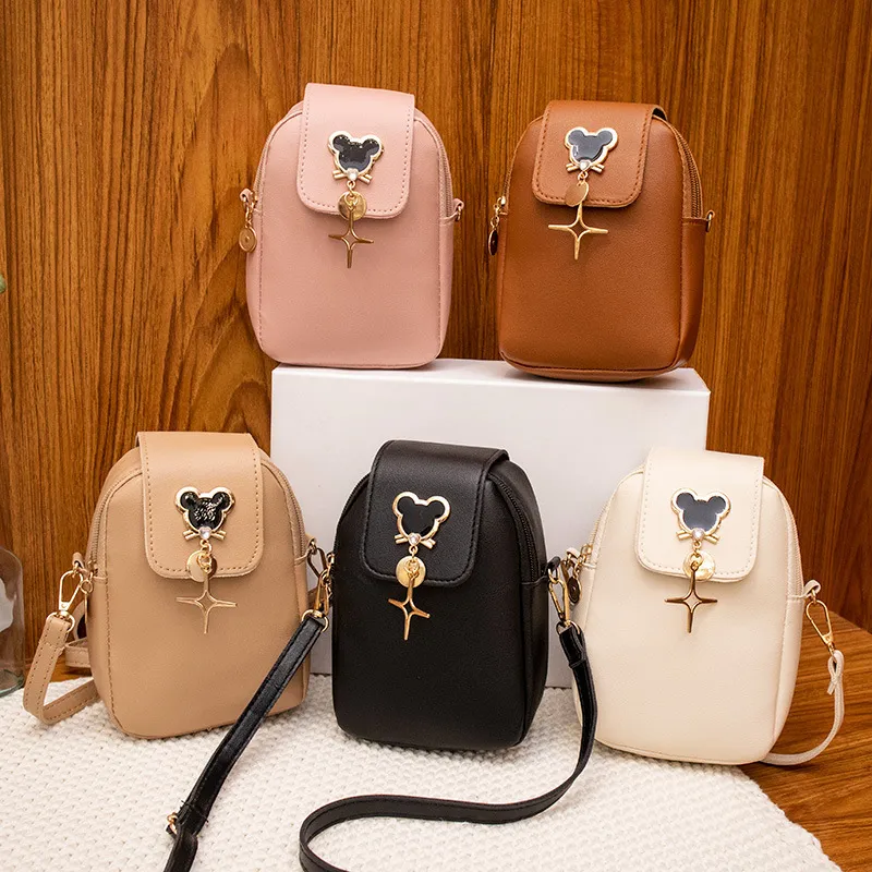 Women Fashion Solid Color Zipper Star Pendant Long Purses PU Leather Purse