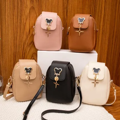 Women Fashion Solid Color Zipper Star Pendant Long Purses