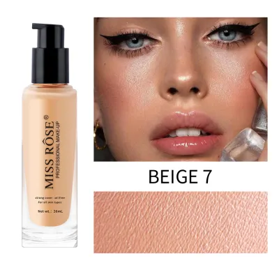 MISS ROSE Women Lasting Concealer Lightweight Liquid Foundation Natural Clear