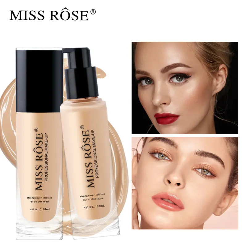 MISS ROSE Women Lasting Concealer Lightweight Liquid Foundation Natural Clear